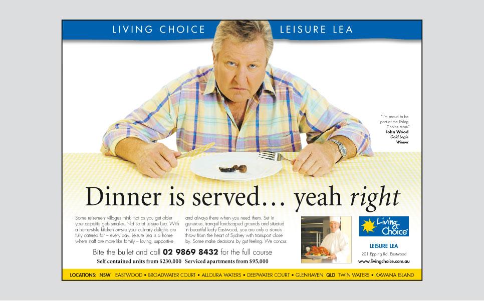 Living Choice dinner is served press ad design