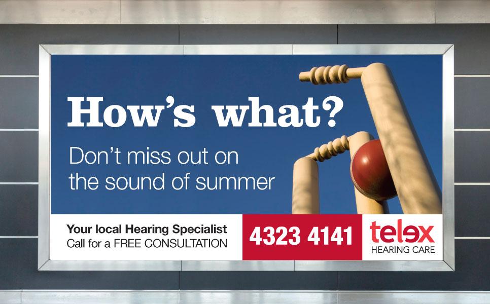 Telex Hearing Care sign advertisement design