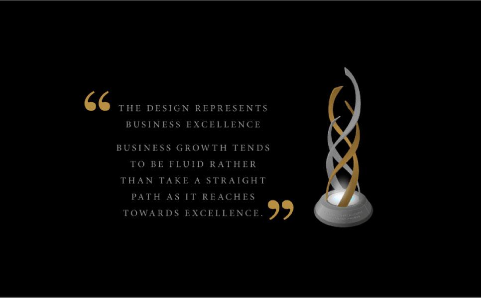CCBEA award trophy design represents the key elements within a business