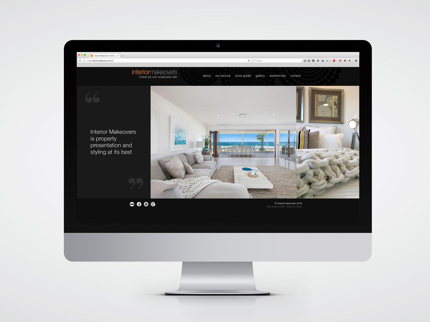 web design home page for Interior Makeovers Central Coast